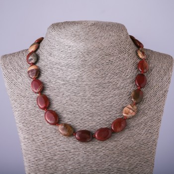 Necklace of natural red jasper, "oval" beads, diameter 18×14 mm, length 45 cm