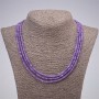 Three-row necklace made of natural dyed stone in the shade of artificial purple "Amethyst" faceted rondelle, diameter 4×3 mm Lmin-47cm Lmax