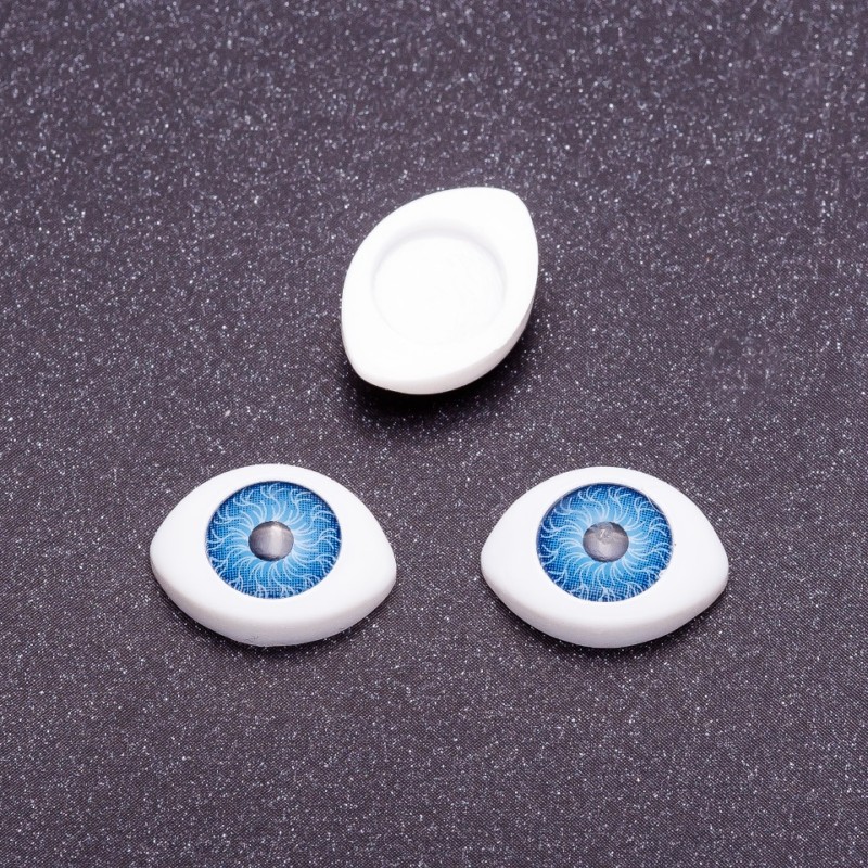 Fittings 'Live Eyes' blue pupils, diameter 7mm, 10×13mm, pack of 50 pairs