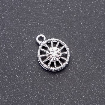 Round pendant with a white rhinestone, diameter 15mm L0mm