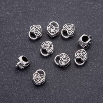 Pandora Heart Bead Insert, 10x12 mm, bore 4.8 mm, pack 20 g +/- 9 pcs