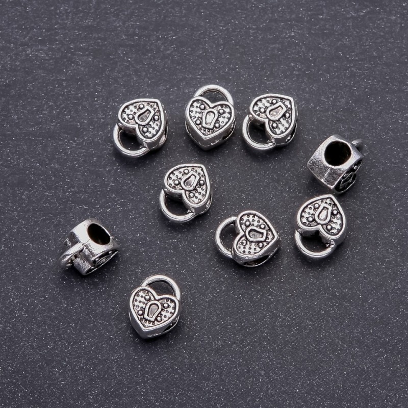 Pandora Heart Bead Insert, 10x12 mm, bore 4.8 mm, pack 20 g +/- 9 pcs