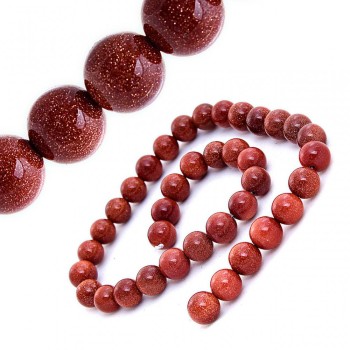 Natural stone beads on a thread - Aventurine 'Golden Sand' 10mm, 36 cm long