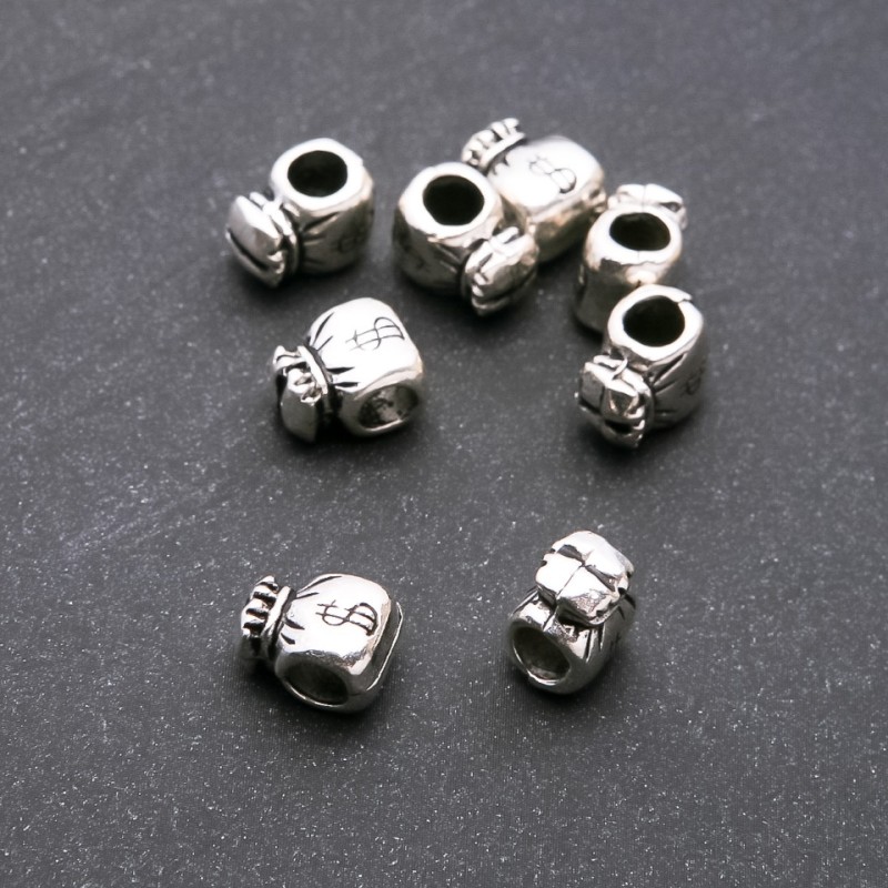 Bead Insert 'Money Pouch' Pandora style, size 11×9 mm, hole diameter 4.5 mm, packaging 20 g +/- 8 pcs