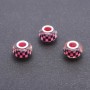 Pink Pandora bead 'Checkmate' plastic, diameter 13 mm, hole diameter 5 mm, pack 11 pcs