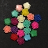 Rose cabochon, multicolor acrylic, 12 mm diameter with hole