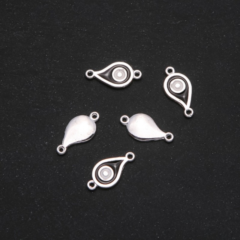 Discount! Egyptian Eye Connector Findings 11×22mm Gray Metal, 5 pcs