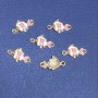 Discount! Findings: Fish Connector Pink Enamel 22x13mm, Pack of 6, Yellow Metal