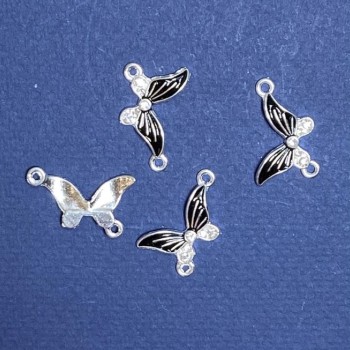 Discount! Butterfly Connector Findings Black Enamel 24×12mm Pack of 4