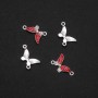 Butterfly Connector with red enamel, 24×12 mm, pack of 4