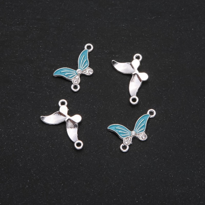 Butterfly Connector with blue enamel 24×12 mm, pack of 4