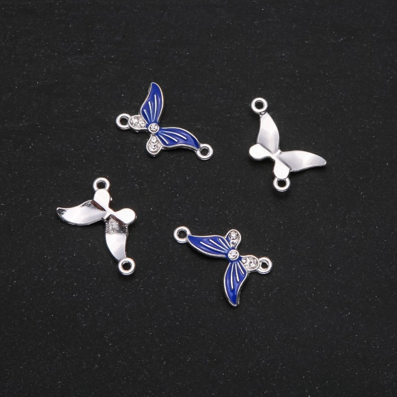 Butterfly Connector blue enamel 24x12mm, pack of 4