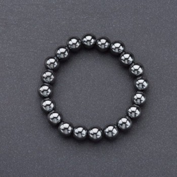 Hematite bracelet with smooth beads on elastic, 8 mm diameter
