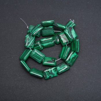 Malachite Beads (Pressed). Rectangle, 13×18×4 mm, 39 cm strand