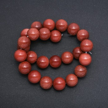 Aventurine Beads (Synthetic) 'Golden Sand' round beads, 16mm diameter, 39 cm strand
