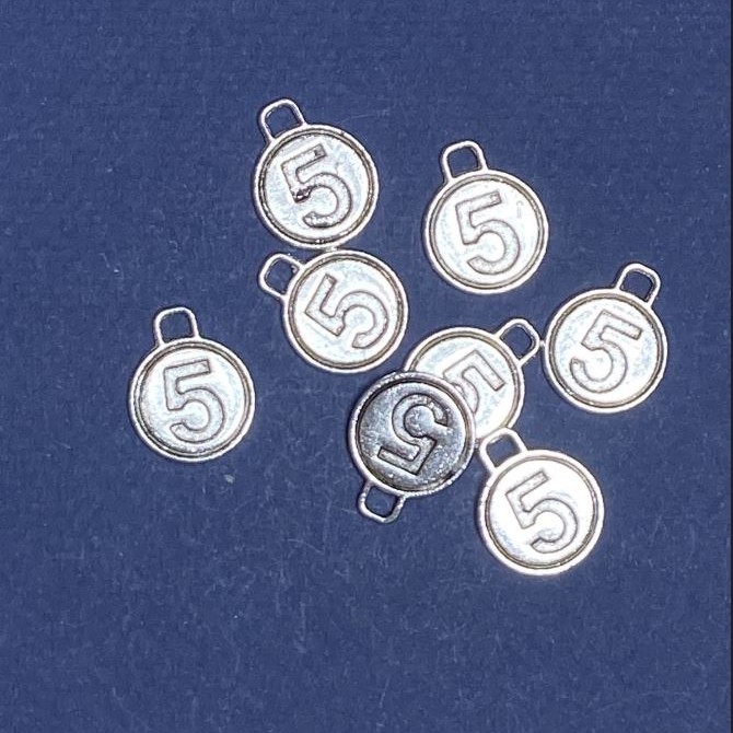 Discount! Pendant hardware Number Five 15mm fac. 20g +/-12 pcs