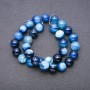 Beads on a string, natural blue eye agate, smooth round beads, diameter 12 mm, length 37 cm