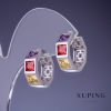 Xuping Earrings with Multicolored Crystals 18x7 mm Rhodium