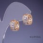 Xuping Earrings with Greek Pattern 13x7mm "18K Gold Plating" Rhodium