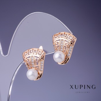 Xuping Earrings with Greek Pattern 18x14 mm "18K Gold Plating"