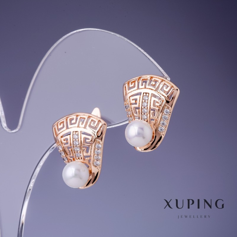 Xuping Earrings with Greek Pattern 18x14 mm "18K Gold Plating"