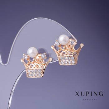 Discount! Xuping Crown Earrings 18x15mm '18K Gold'