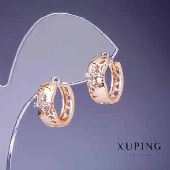 Xuping Earrings 6x15mm '18K Gold Plating' with White Crystals