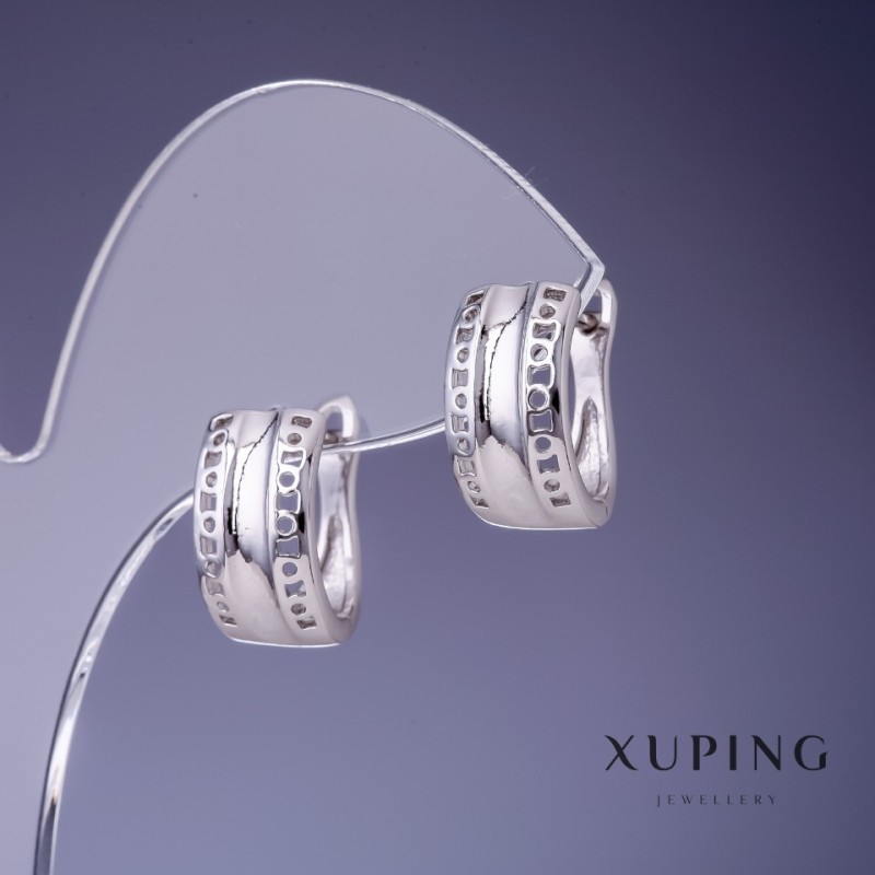 Sale! Xuping 18x8mm Rhodium Earrings