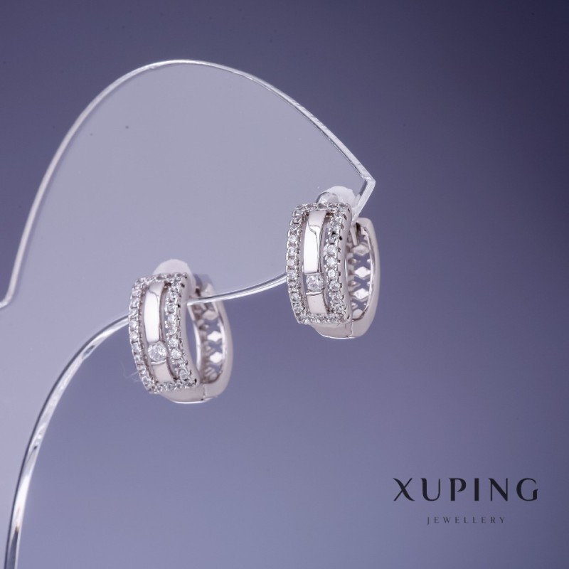 Discount! Xuping earrings 5x12mm rhodium