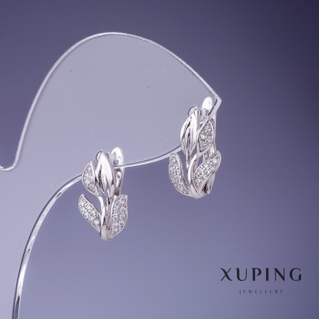 Xuping Leaves Earrings 14x10 mm Rhodium