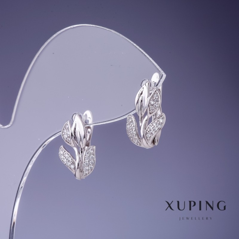 Xuping Leaves Earrings 14x10 mm Rhodium