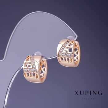 Xuping Earrings 8x14 mm "18K Gold Plating" with White Crystals