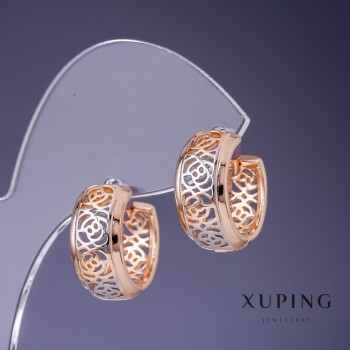 Discount! Xuping Earrings 'Roses' 16x8mm '18K gold plating, rhodium'