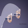 Sale! Xuping earrings with white and blue stones 14x13mm '18K gold plating'