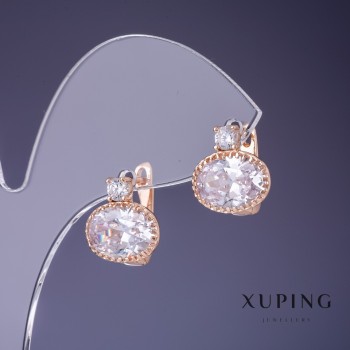 Xuping Earrings with White Stones 13x12mm '18K Gold Plating'