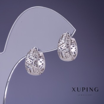 Sale! Xuping Earrings 14x8mm Rhodium