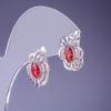 Xuping Earrings with Ruby-Red Cubic Zirconia, 17x12 mm, Rhodium