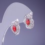 Xuping Earrings with Ruby-Red Cubic Zirconia, 17x12 mm, Rhodium