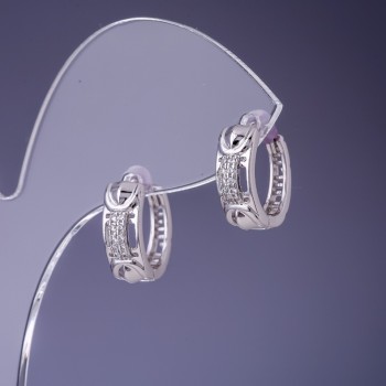 Xuping Earrings 6x14mm Rhodium-Plated with White Crystals