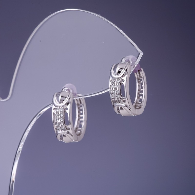 Xuping Earrings 6x14mm Rhodium-Plated with White Crystals