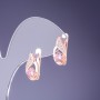 Pink Crystal Earrings 16×7 mm in Gold-Tone Metal