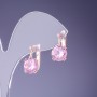 Earrings with pink crystals 16×9 mm in gold-tone metal