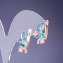 Earrings with blue crystals 19x12 mm in gold-toned metal