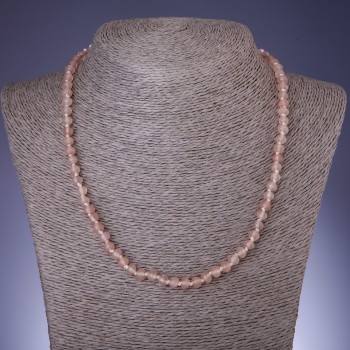 Necklace with natural stone "cream quartz" (imitation) faceted rondelle, diameter 6x4 mm, length 45 cm