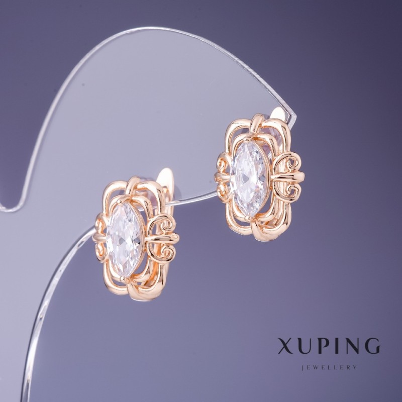 Xuping Earrings with White Cubic Zirconia 15x11mm '18K Gold Plating'