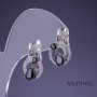 Discount! Xuping rhodium-plated earrings with black stone, 20x12 mm