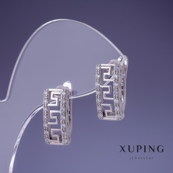 Xuping earrings 16x18 mm rhodium with white crystals