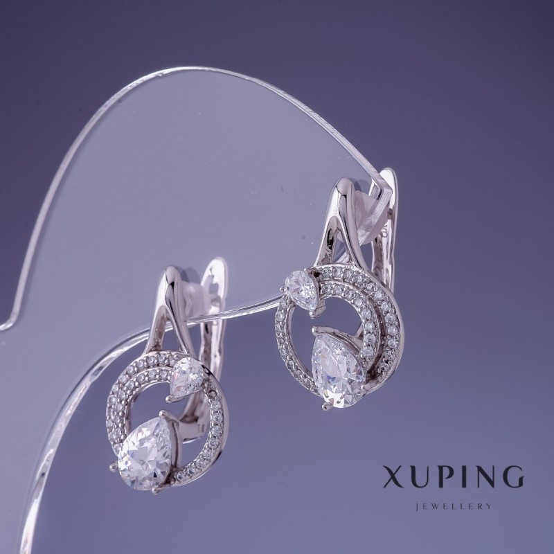 Discount! Xuping Earrings 20x12mm Rhodium