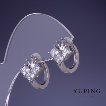 Discount! Xuping Crown Earrings 12x14mm rhodium