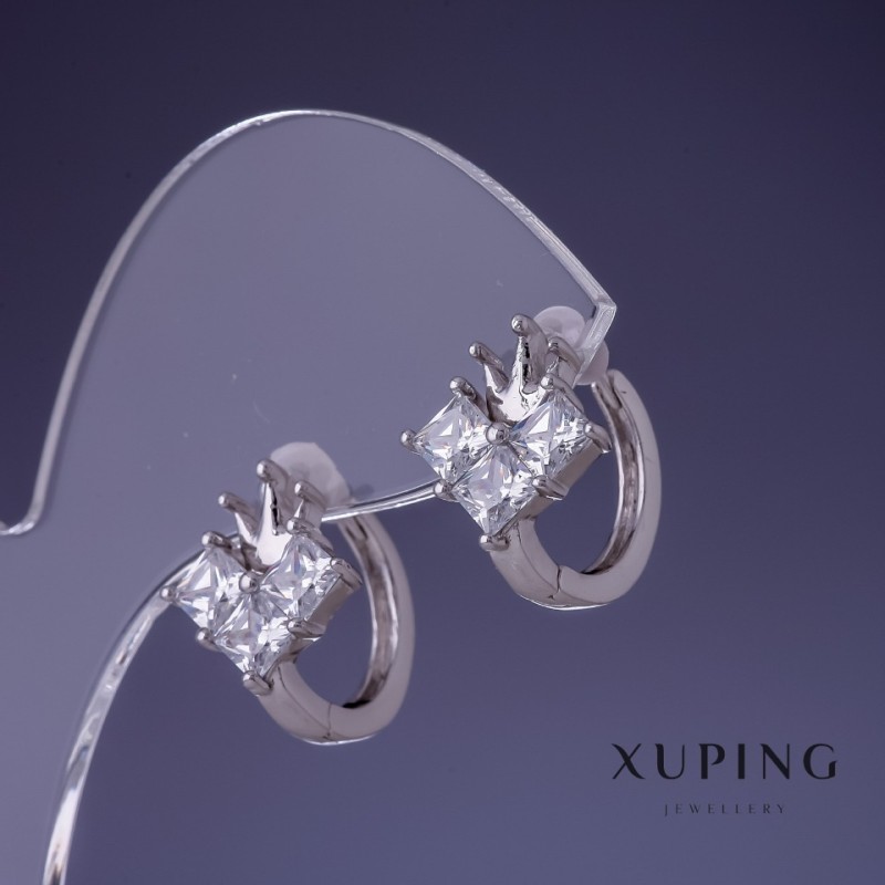 Discount! Xuping Crown Earrings 12x14mm rhodium